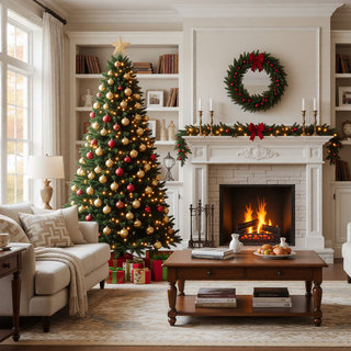 Sunvega Pencil Artificial Xmas Tree with Faux Snow Flocked Full Branch Tips Flame-retardant