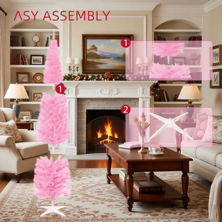Sunvega Pencil Artificial Xmas Tree with Faux Snow Flocked Full Branch Tips Flame-retardant