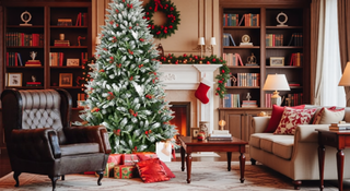 Sunvega Snow-Dusted Christmas Tree with Red Berries Pine Cones for Natural Holiday Decoration