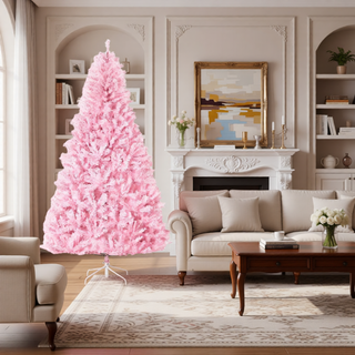 Sunvega Pencil Artificial Xmas Tree with Faux Snow Flocked Full Branch Tips Flame-retardant