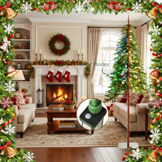Sunvega Pencil Artificial Xmas Tree with Faux Snow Flocked Full Branch Tips Flame-retardant