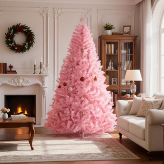 Sunvega Pencil Artificial Xmas Tree with Faux Snow Flocked Full Branch Tips Flame-retardant
