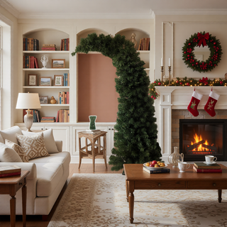 Sunvega Pencil Artificial Xmas Tree with Faux Snow Flocked Full Branch Tips Flame-retardant