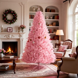 Sunvega Pencil Artificial Xmas Tree with Faux Snow Flocked Full Branch Tips Flame-retardant