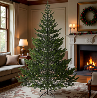 Sunvega Pencil Artificial Xmas Tree with Faux Snow Flocked Full Branch Tips Flame-retardant