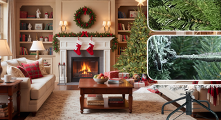 Sunvega 7FT Full-Shape Pre-Lit Christmas Tree with 750 UL Lights and Hinged Structure
