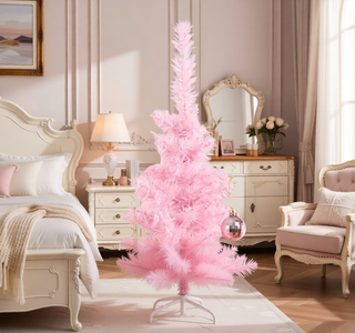 Sunvega Pencil Artificial Xmas Tree with Faux Snow Flocked Full Branch Tips Flame-retardant