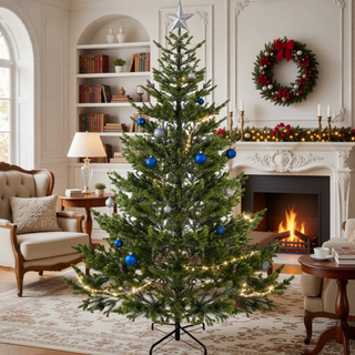 Sunvega Pencil Artificial Xmas Tree with Faux Snow Flocked Full Branch Tips Flame-retardant