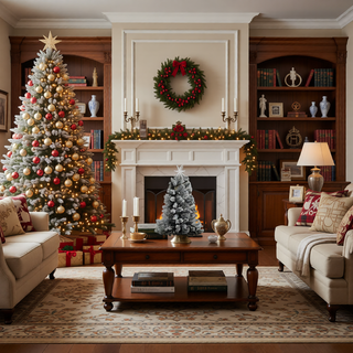 Sunvega Pencil Artificial Xmas Tree with Faux Snow Flocked Full Branch Tips Flame-retardant