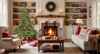 Sunvega 7FT Full-Shape Pre-Lit Christmas Tree with 750 UL Lights and Hinged Structure