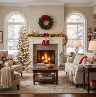 Sunvega Pencil Artificial Xmas Tree with Faux Snow Flocked Full Branch Tips Flame-retardant