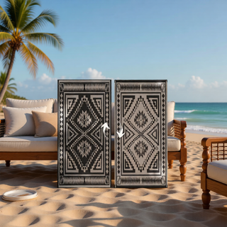 Sunvega Reversible Outdoor Rug with Protective Coating and Strap Stakes for Patio