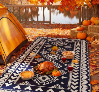 Sunvega Reversible Outdoor Rug with Protective Coating and Strap Stakes for Patio