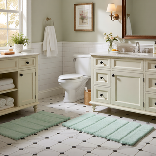 Sunvega Soft Fade Resistant Non Skid Bath Rug with High Low Stripe Design