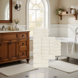 Sunvega Soft Fade Resistant Non Skid Bath Rug with High Low Stripe Design