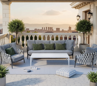 Sunvega Reversible Outdoor Rug with Protective Coating and Strap Stakes for Patio