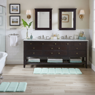 Sunvega Soft Fade Resistant Non Skid Bath Rug with High Low Stripe Design
