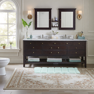 Sunvega Soft Fade Resistant Non Skid Bath Rug with High Low Stripe Design