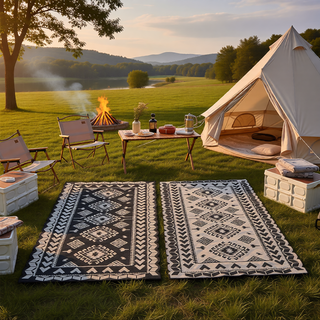 Sunvega Reversible Outdoor Rug with Protective Coating and Strap Stakes for Patio
