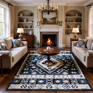 Sunvega Vintage Bohemian Geometric Faded Area Rug with Non-Slip Backing