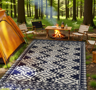 Sunvega Reversible Outdoor Rug with Protective Coating and Strap Stakes for Patio