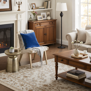 Sunvega Machine Washable Blue and Cream 5x8 Non-Slip Low Pile Area Rug