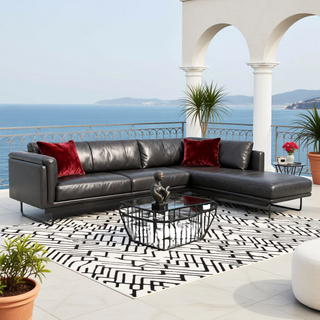 Sunvega Reversible Outdoor Rug with Protective Coating and Strap Stakes for Patio