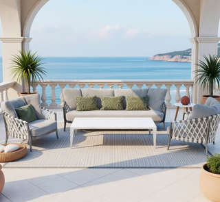 Sunvega Reversible Outdoor Rug with Protective Coating and Strap Stakes for Patio