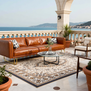 Sunvega Reversible Outdoor Rug with Protective Coating and Strap Stakes for Patio