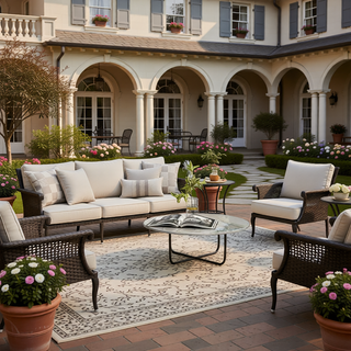 Sunvega Reversible Outdoor Rug with Protective Coating and Strap Stakes for Patio
