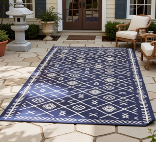 Sunvega Reversible Outdoor Rug with Protective Coating and Strap Stakes for Patio