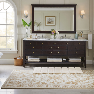 Sunvega Soft Fade Resistant Non Skid Bath Rug with High Low Stripe Design