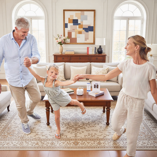 Sunvega Machine Washable Blue and Cream 5x8 Non-Slip Low Pile Area Rug