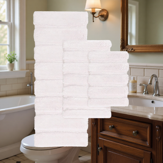 Sunvega Soft Fade Resistant Non Skid Bath Rug with High Low Stripe Design