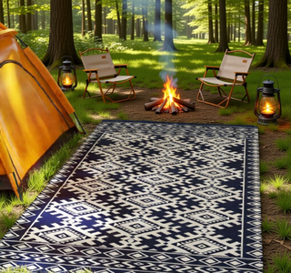 Sunvega Reversible Outdoor Rug with Protective Coating and Strap Stakes for Patio