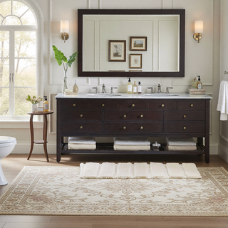 Sunvega Soft Fade Resistant Non Skid Bath Rug with High Low Stripe Design