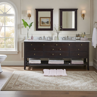 Sunvega Soft Fade Resistant Non Skid Bath Rug with High Low Stripe Design