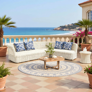 Sunvega Reversible Outdoor Rug with Protective Coating and Strap Stakes for Patio