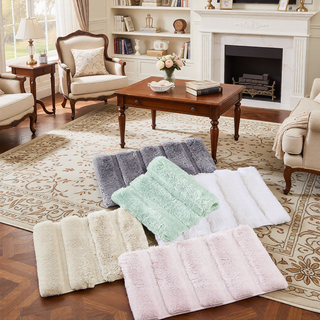 Sunvega Soft Fade Resistant Non Skid Bath Rug with High Low Stripe Design