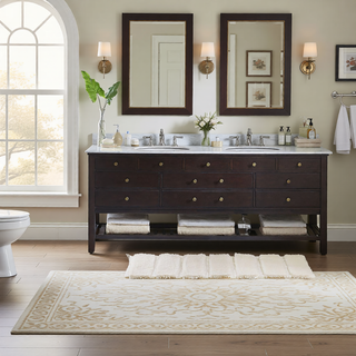Sunvega Soft Fade Resistant Non Skid Bath Rug with High Low Stripe Design