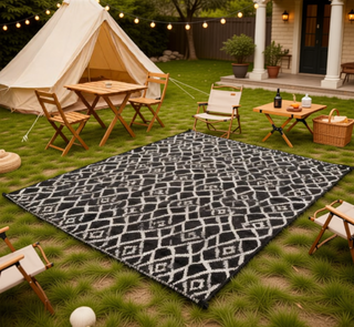 Sunvega Reversible Outdoor Rug with Protective Coating and Strap Stakes for Patio