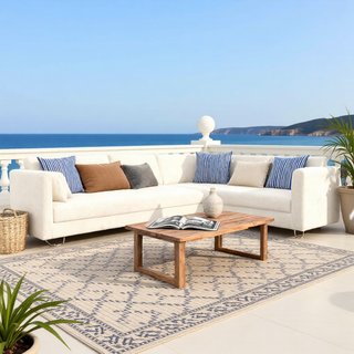 Sunvega Reversible Outdoor Rug with Protective Coating and Strap Stakes for Patio
