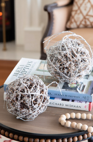 Sunvega Weathered Finish Iron Snowflake Hanging Ball Ornaments for Holiday Decor