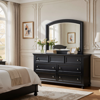 Sunvega Gray Modern Nightstand with Full Extension Drawers and Felt-Lined Top