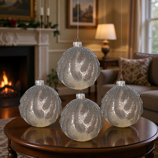 Sunvega Glass Glitter Painted Christmas Ball Ornaments Set of 12 for Holiday Decor