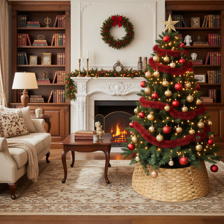 Sunvega Pencil Artificial Xmas Tree with Faux Snow Flocked Full Branch Tips Flame-retardant