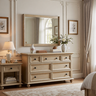 Sunvega Sarai Brown Nightstand with Spacious Drawers and Acrylic Handles
