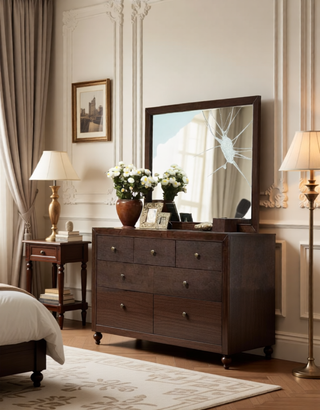Sunvega Madison Espresso Finish Nightstand with 2 Large Storage Drawers and Wood Frame
