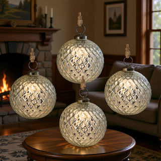 Sunvega Glass Glitter Painted Christmas Ball Ornaments Set of 12 for Holiday Decor