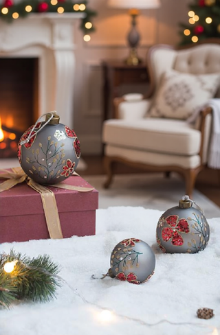 Sunvega Glass Glitter Painted Christmas Ball Ornaments Set of 12 for Holiday Decor